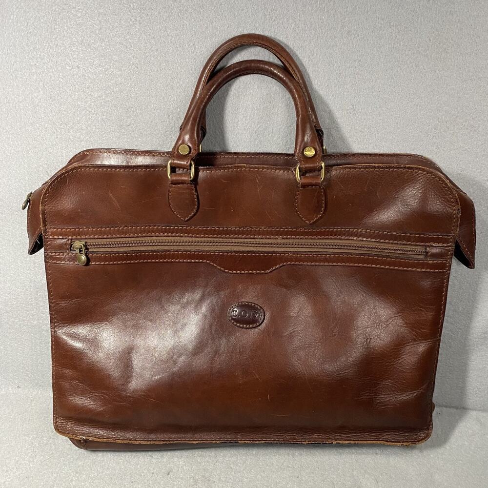 Vintage Scuola del Cuoio Firenze Florence School Leather Brown Bag Breifcase